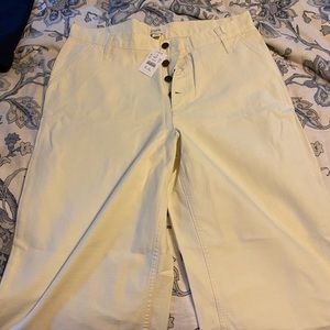 Jcrew cream cropped button fly pant